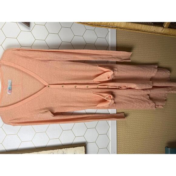 Free People Beach Peach Bonita Ribbed Cardigan Dress Cover-up - Size - Medium - Picture 5 of 5